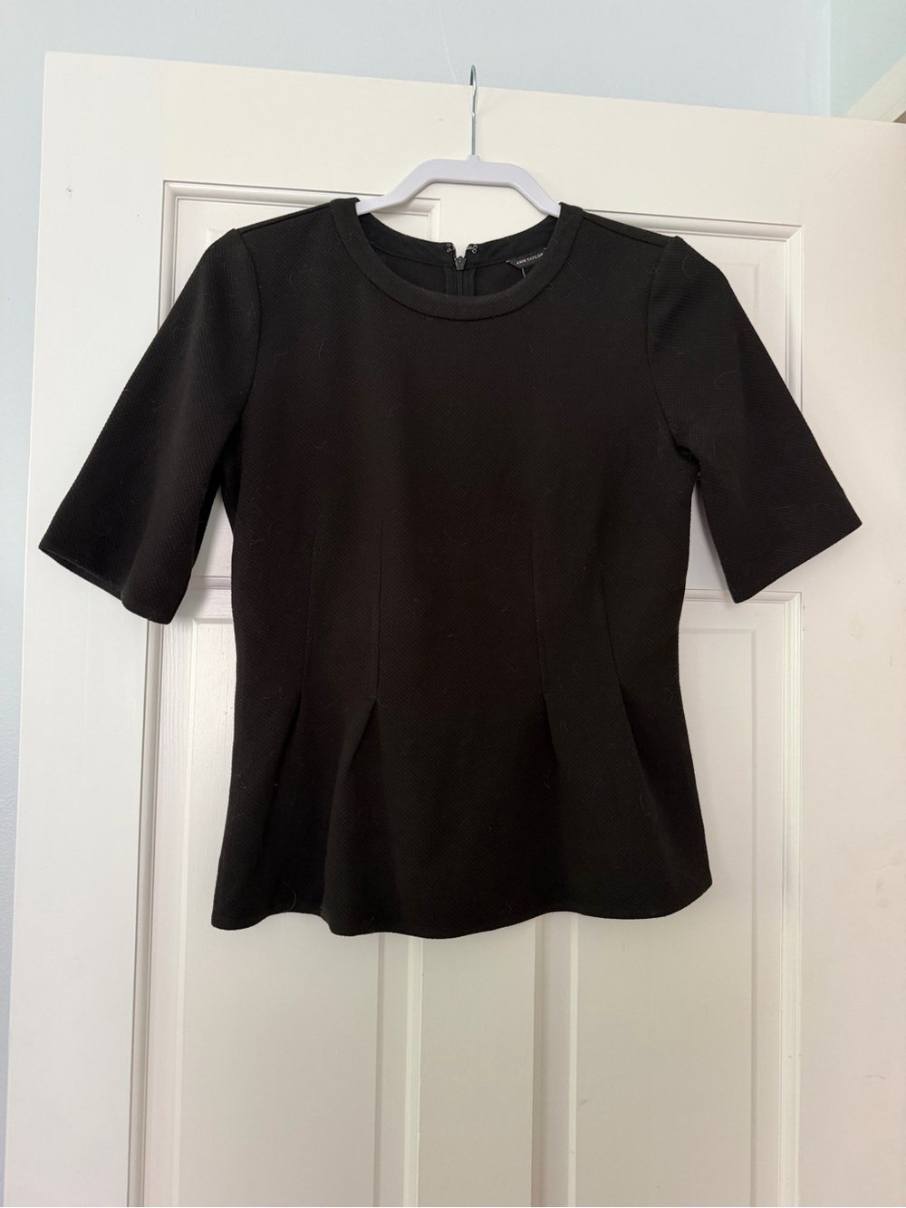 Ann Taylor Black Short Sleeve Peplum Top